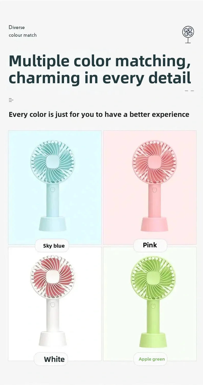 Portable Usb Rechargeable Fan | Handheld 3 Speed Strong Wind Electric Small Mini Cooling Fan (random Color)
