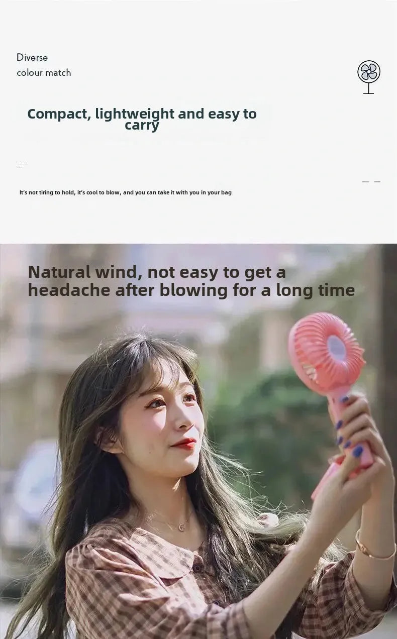 Portable Usb Rechargeable Fan | Handheld 3 Speed Strong Wind Electric Small Mini Cooling Fan (random Color)