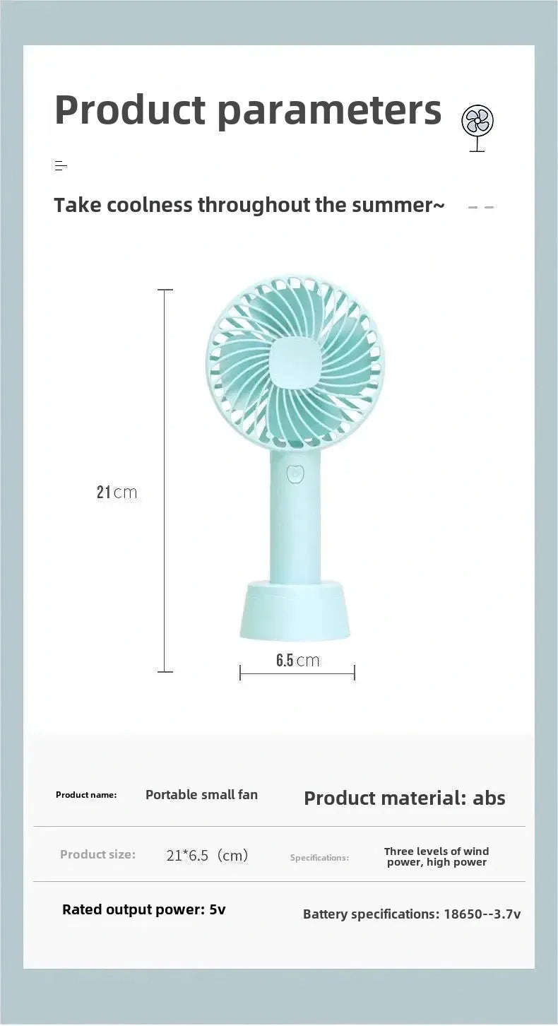 Portable Usb Rechargeable Fan | Handheld 3 Speed Strong Wind Electric Small Mini Cooling Fan (random Color)