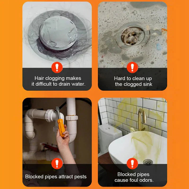 Multi-Use Powerful Anti-Clog Drain Cleaner Powder 4 PACK + FREE Drain Cleaner Sticks