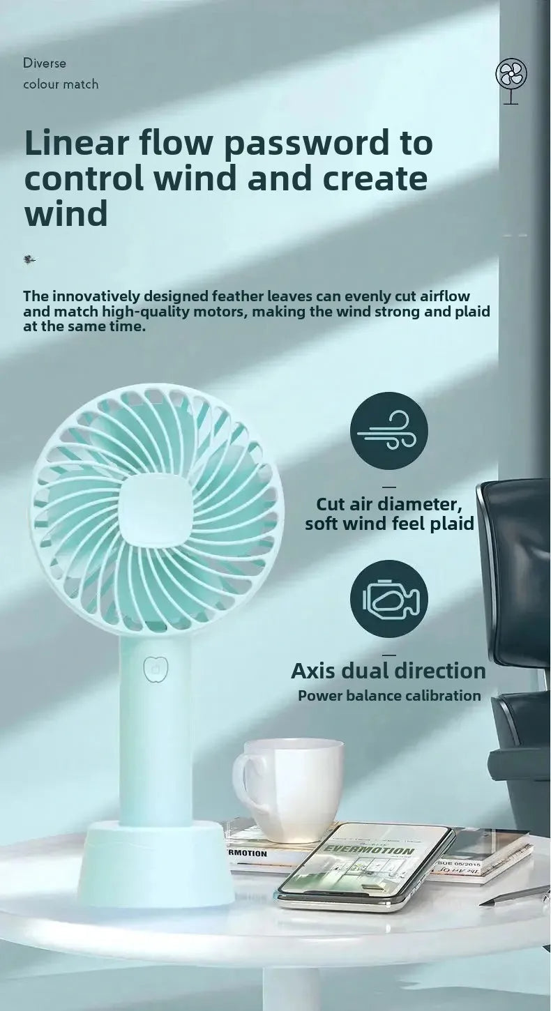 Portable Usb Rechargeable Fan | Handheld 3 Speed Strong Wind Electric Small Mini Cooling Fan (random Color)