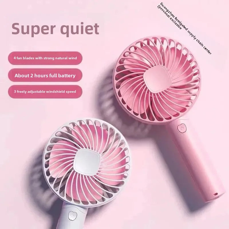 Portable Usb Rechargeable Fan | Handheld 3 Speed Strong Wind Electric Small Mini Cooling Fan (random Color)