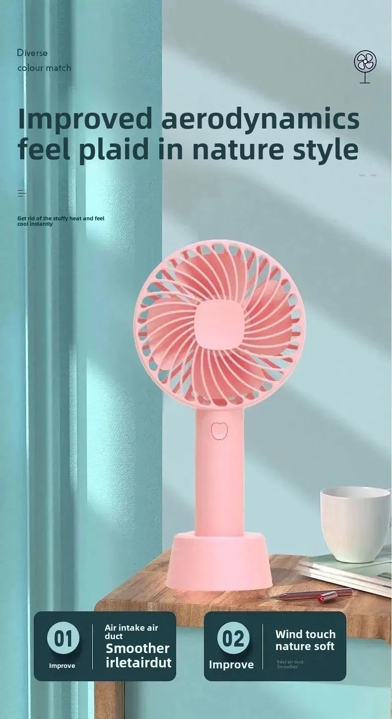 Portable Usb Rechargeable Fan | Handheld 3 Speed Strong Wind Electric Small Mini Cooling Fan (random Color)