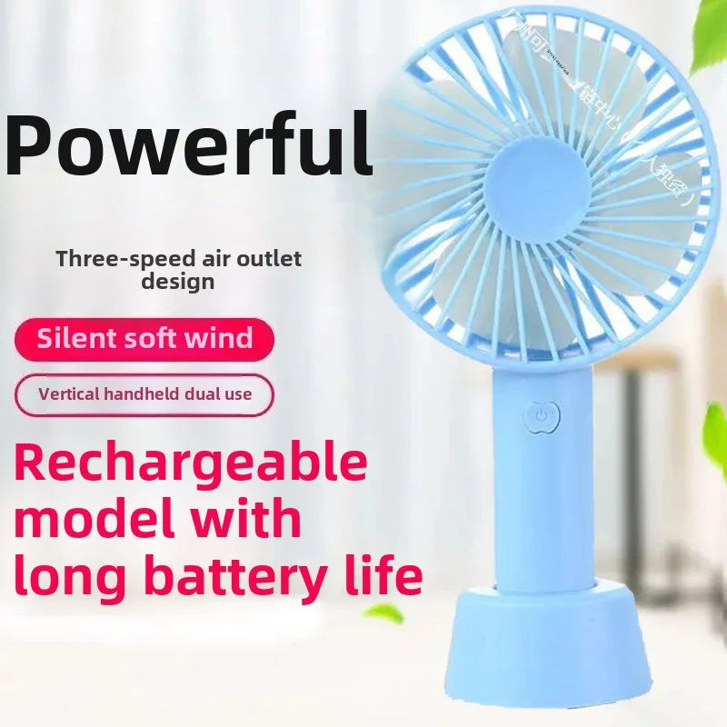 Portable Usb Rechargeable Fan | Handheld 3 Speed Strong Wind Electric Small Mini Cooling Fan (random Color)